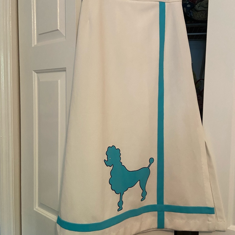 Elegant Cream Skirt with Blue Accent